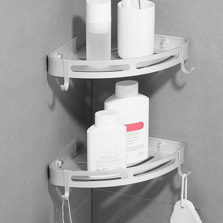 BowLift | Modern Aluminum Bathroom Accessory Set Black/ Silver Bathroom Shelf