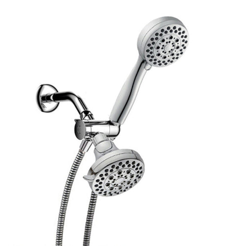 BowLift | Silver Dual Shower Head Round Rainfall Wall-Mounted Shower Head