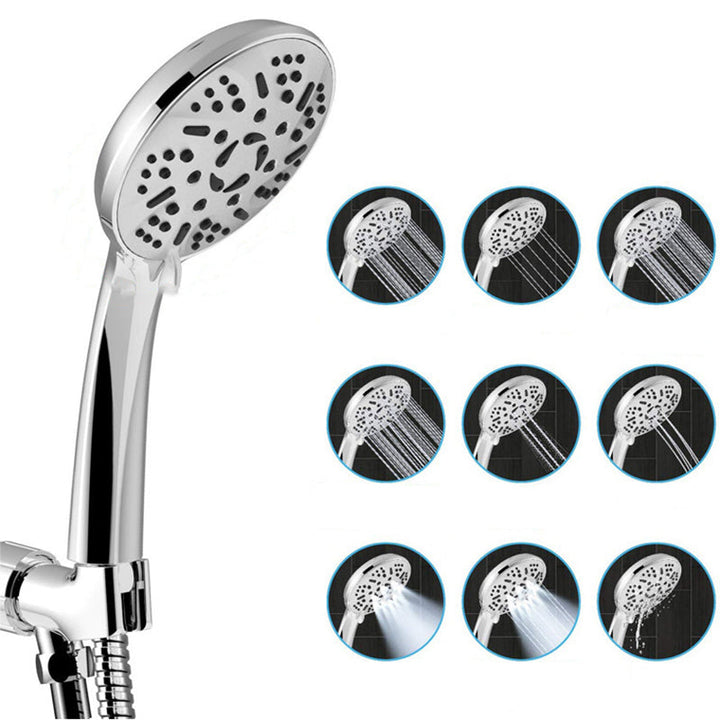 BowLift | Modern Style Dual Shower Head 9-Spray Silver Wall Mount Shower Head