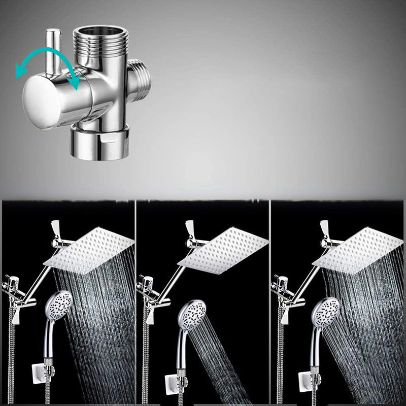 BowLift | Modern Style Dual Showerhead 9-Spray Silver Wall-Mounted Showerhead