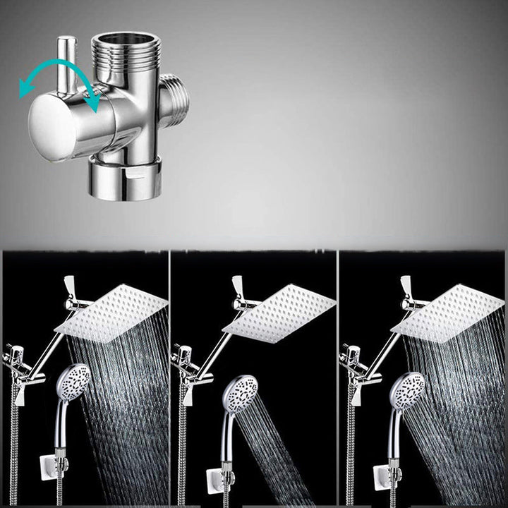 BowLift | Modern Style Dual Showerhead 9-Spray Silver Wall-Mounted Showerhead
