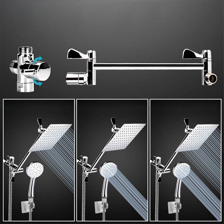 BowLift | Modern Style Dual Showerhead 9-Spray Silver Wall-Mounted Showerhead