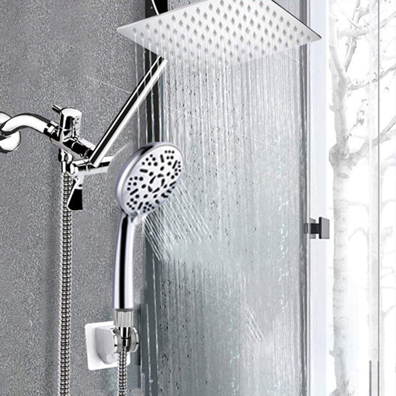 BowLift | Modern Style Dual Shower Head 9-Spray Silver Wall Mount Shower Head
