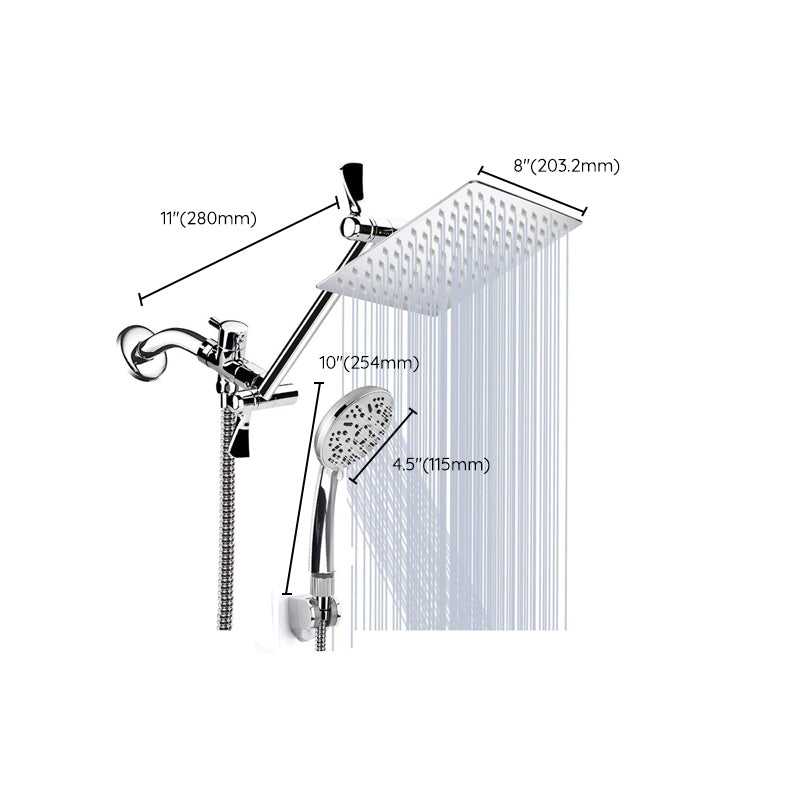 BowLift | Modern Style Dual Shower Head 9-Spray Silver Wall Mount Shower Head