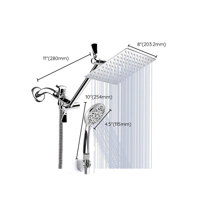 BowLift | Modern Style Dual Shower Head 9-Spray Silver Wall Mount Shower Head