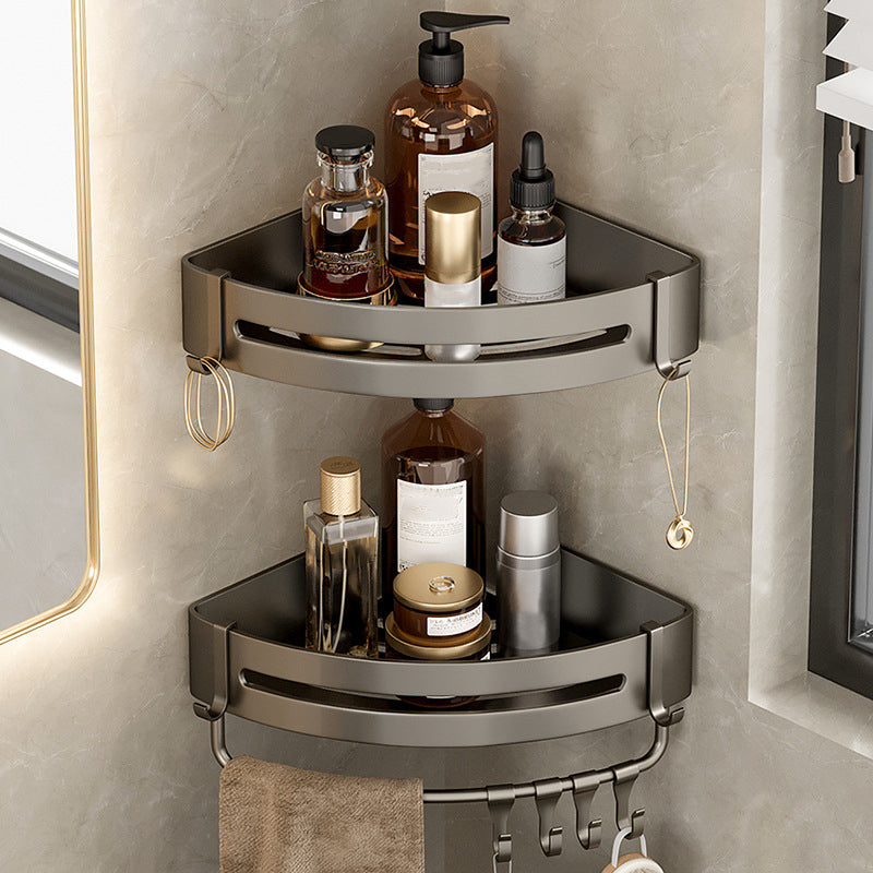 BowLift | Contemporary Aluminum Bathroom Accessory Set Grey Bath Shelf