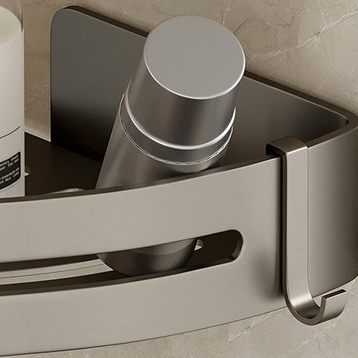 BowLift | Contemporary Aluminum Bathroom Accessory Set Gray Bath Shelf