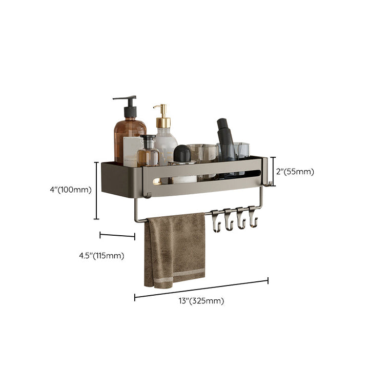 BowLift | Contemporary Aluminum Bathroom Accessory Set Gray Bath Shelf