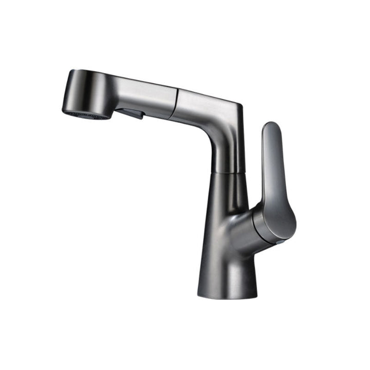 BowLift | Modern Sink Faucet Copper Single Handle Low Arc Pull-Out Sink Faucet