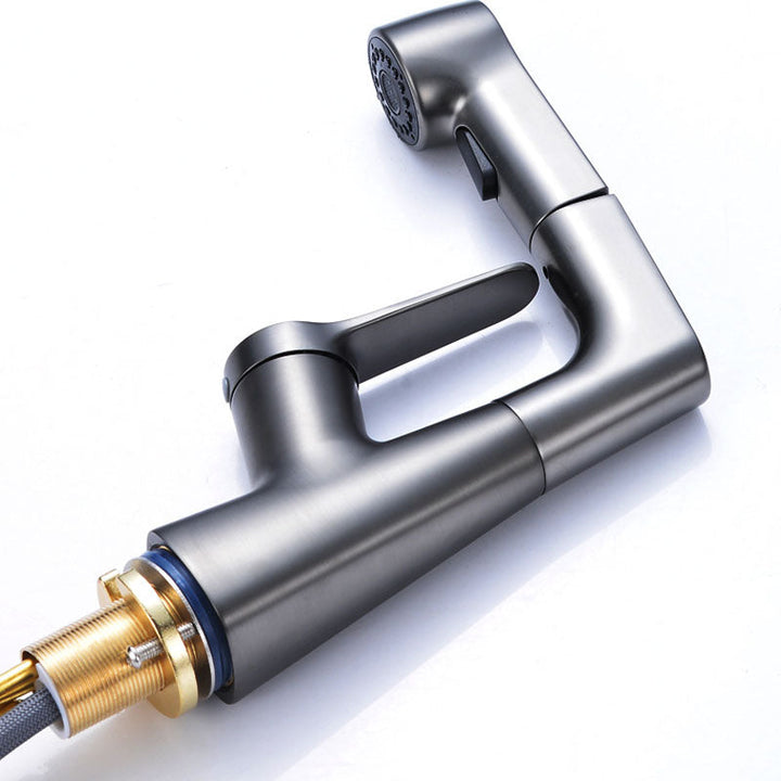 BowLift | Modern Sink Faucet Copper Single Handle Low Arc Pull-Out Sink Faucet