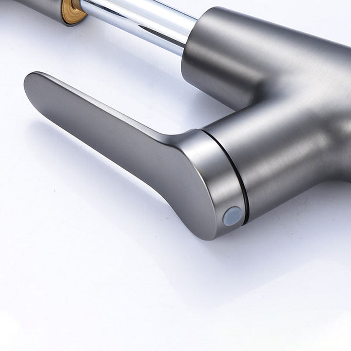 BowLift | Modern Sink Faucet Copper Single Handle Low Arc Pull-Out Sink Faucet