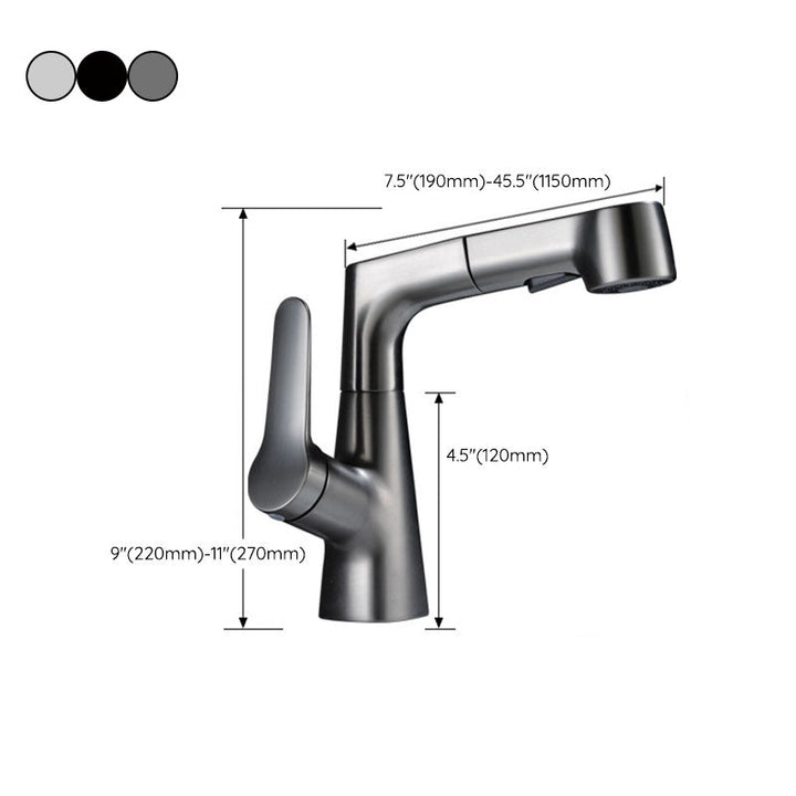 BowLift | Modern Sink Faucet Copper Single Handle Low Arc Pull-Out Sink Faucet