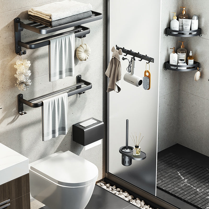 BowLift | Contemporary bathroom accessory set with black finish and bath shelf/towel bar