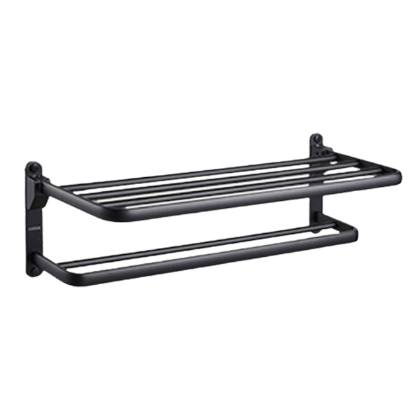 BowLift | Contemporary bathroom accessory set with black finish and bath shelf/towel bar