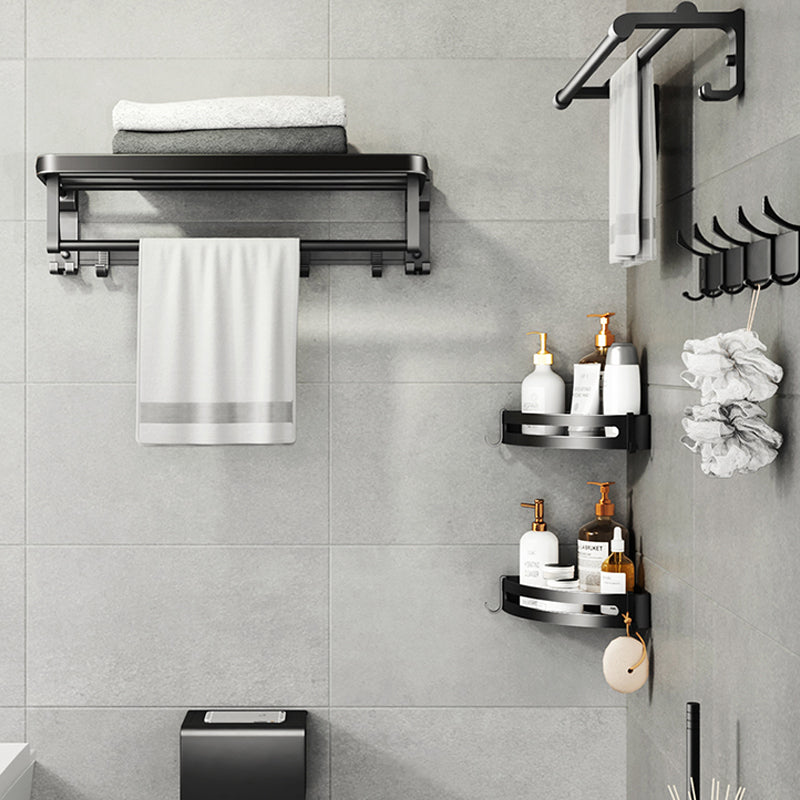 BowLift | Contemporary bathroom accessory set with black finish and bath shelf/towel bar