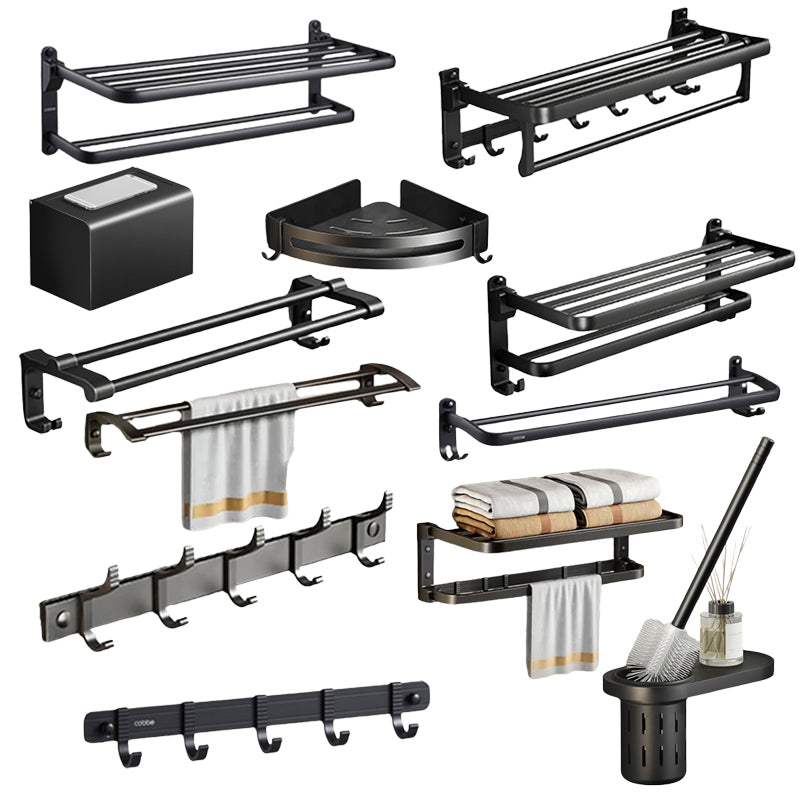 BowLift | Contemporary bathroom accessory set with black finish and bath shelf/towel bar