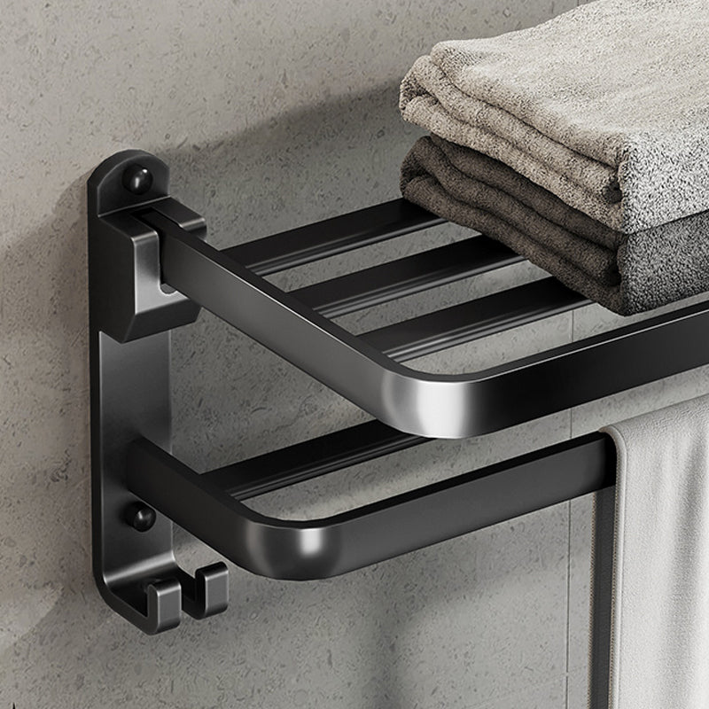 BowLift | Contemporary bathroom accessory set with black finish and bath shelf/towel bar