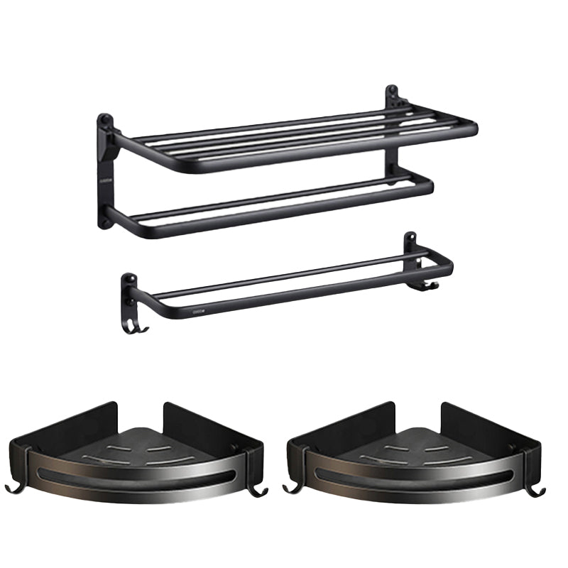 BowLift | Contemporary bathroom accessory set with black finish and bath shelf/towel bar