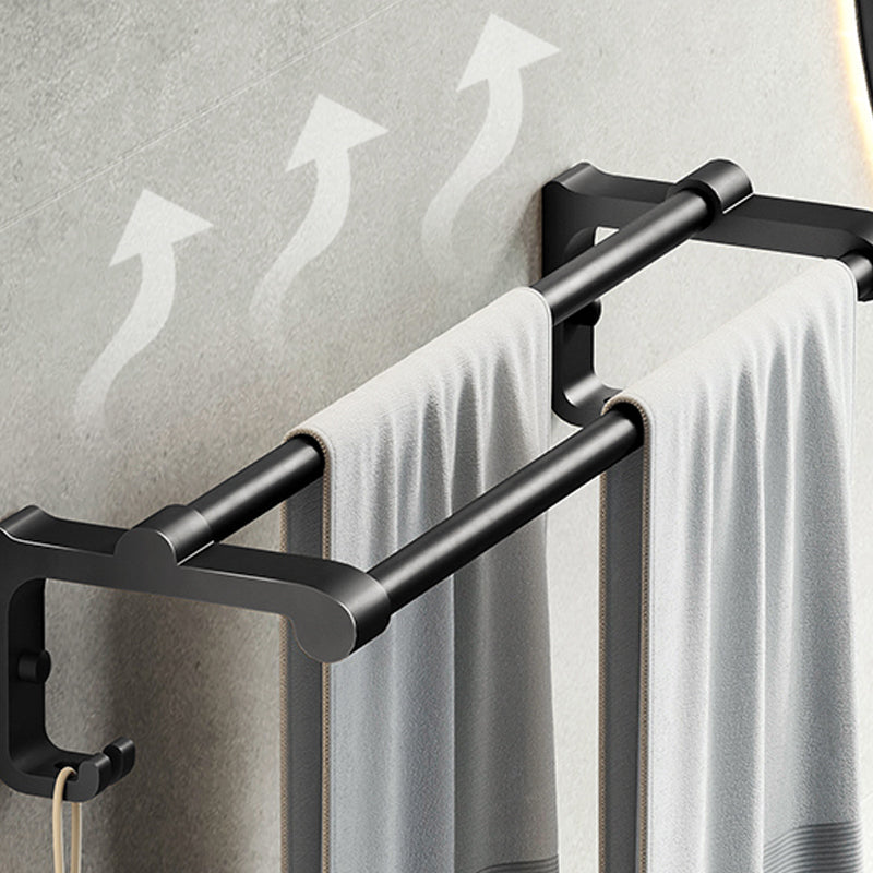 BowLift | Contemporary bathroom accessory set with black finish and bath shelf/towel bar