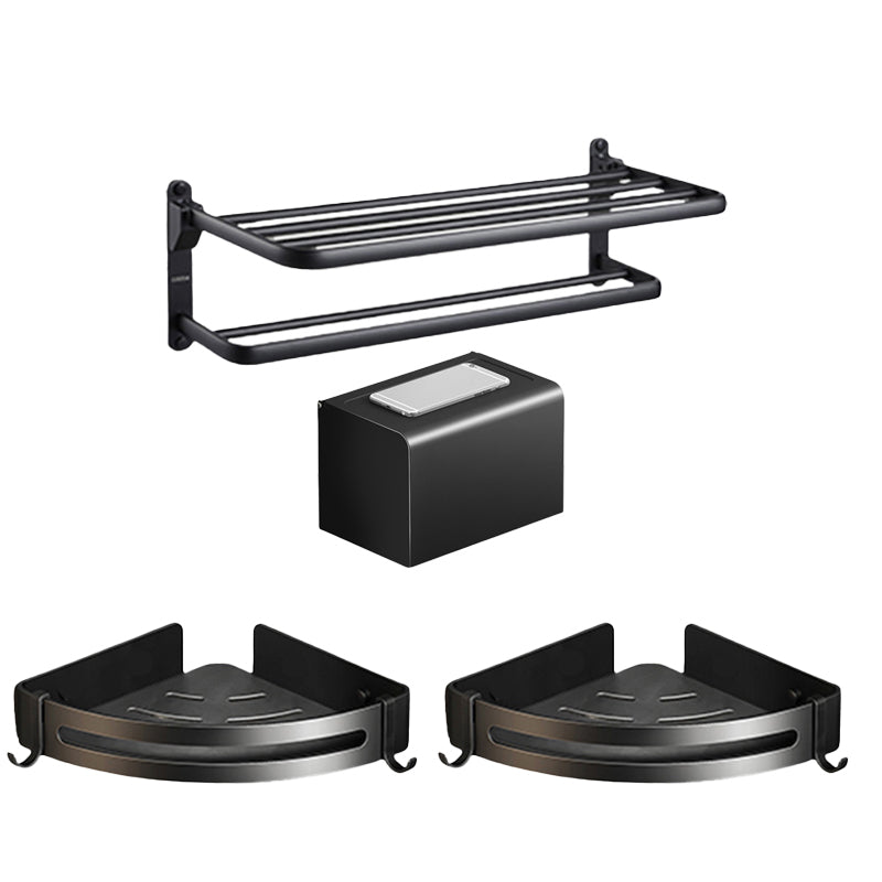 BowLift | Contemporary bathroom accessory set with black finish and bath shelf/towel bar