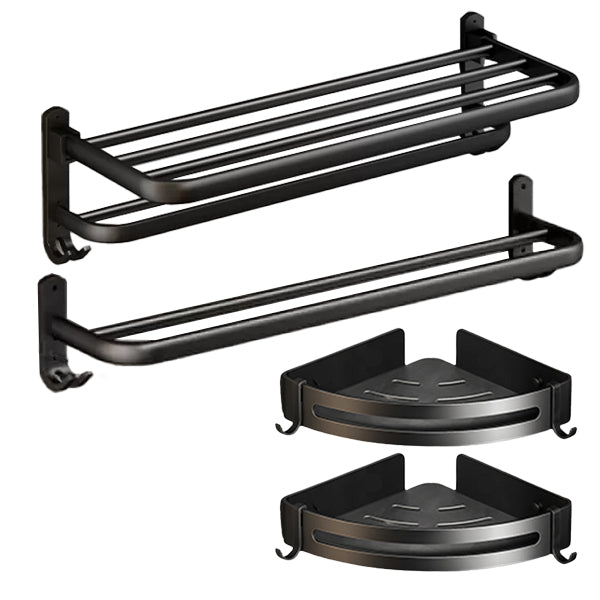 BowLift | Classic Bathroom Accessories Set in Aluminum Black Finish Bathrobe Hook/ Towel Bar