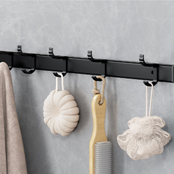 BowLift | Classic Bathroom Accessories Set in Aluminum Black Finish Bathrobe Hook/ Towel Bar