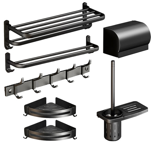 BowLift | Classic Bathroom Accessories Set in Aluminum Black Finish Bathrobe Hook/ Towel Bar
