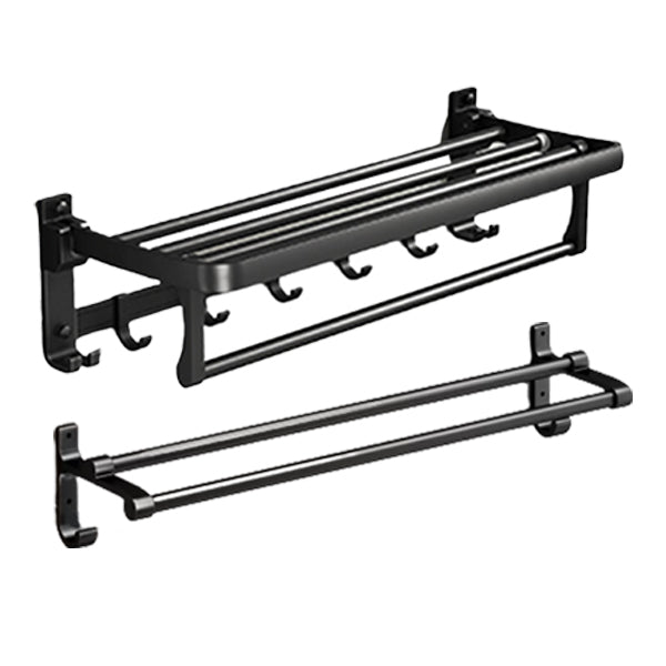 BowLift | Classic Bathroom Accessories Set in Aluminum Black Finish Bathrobe Hook/ Towel Bar