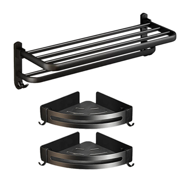 BowLift | Classic Bathroom Accessories Set in Aluminum Black Finish Bathrobe Hook/ Towel Bar