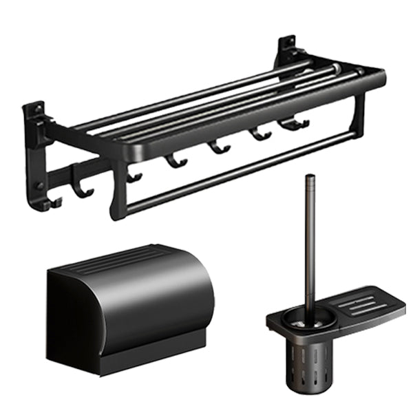 BowLift | Classic Bathroom Accessories Set in Aluminum Black Finish Bathrobe Hook/ Towel Bar