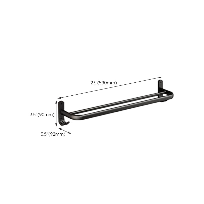 BowLift | Classic Bathroom Accessories Set in Aluminum Black Finish Bathrobe Hook/ Towel Bar