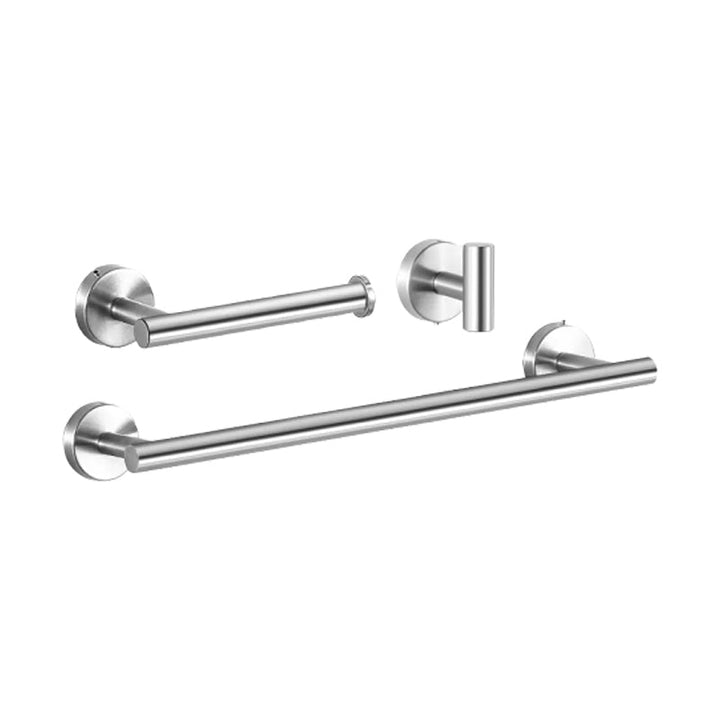 BowLift | Modern Bathroom Hardware Set in Stainless Steel Brushed Chrome Towel Bar/Ring & Bathrobe Hook