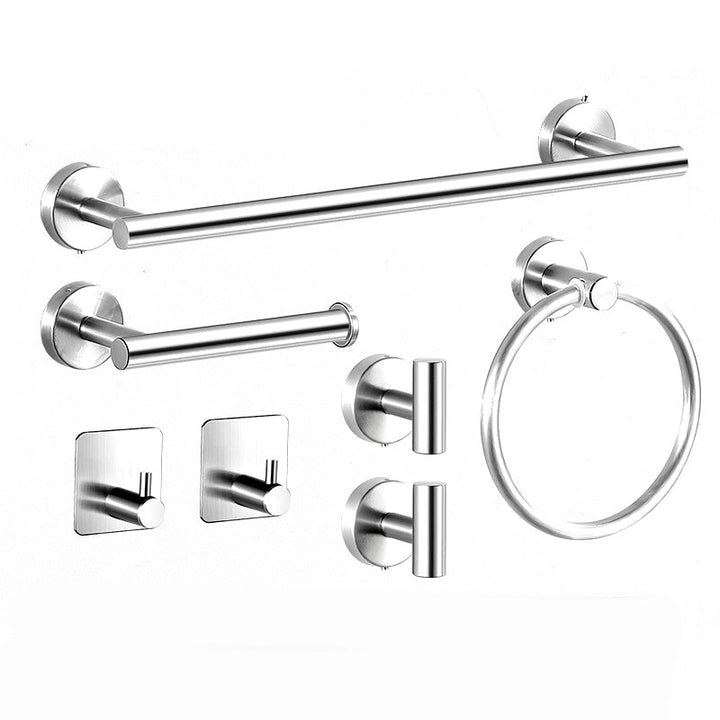 BowLift | Modern Bathroom Hardware Set in Stainless Steel Brushed Chrome Towel Bar/Ring & Bathrobe Hook