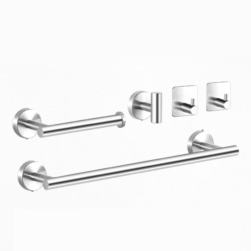 BowLift | Modern Bathroom Hardware Set in Stainless Steel Brushed Chrome Towel Bar/Ring & Bathrobe Hook