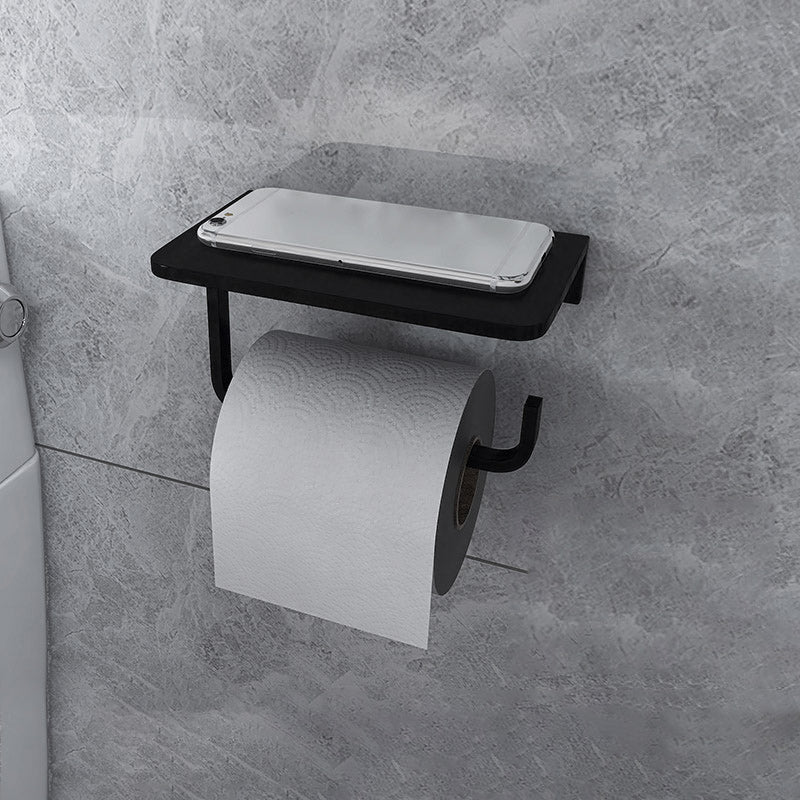 BowLift | Black 6-piece Bathroom Accessory Set Modern Shower Curtain Rod / Bathrobe Hooks and Towel Bar