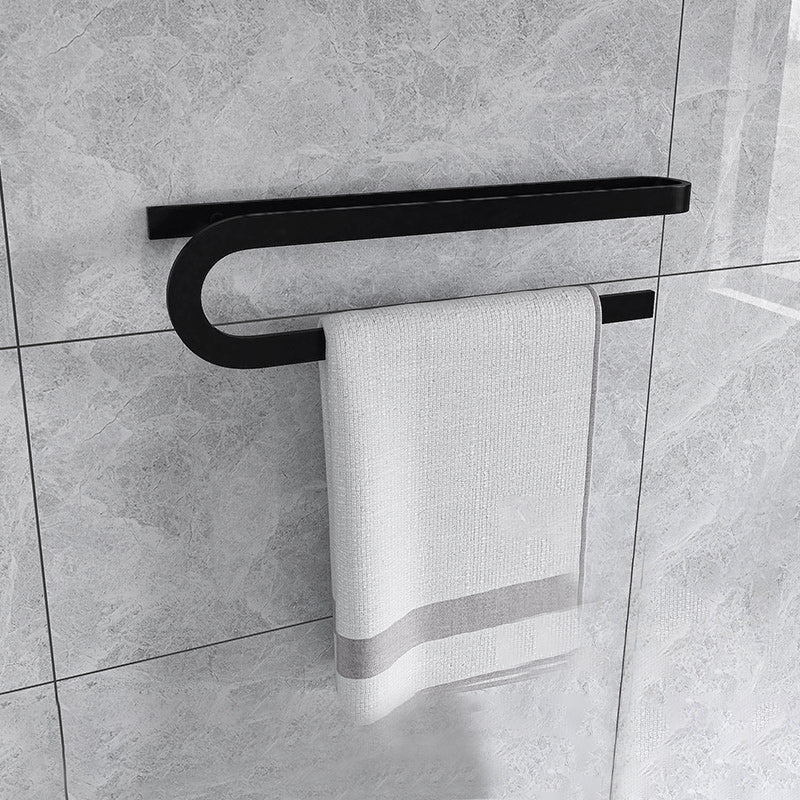 BowLift | Black 6-piece Bathroom Accessory Set Modern Shower Curtain Rod / Bathrobe Hooks and Towel Bar