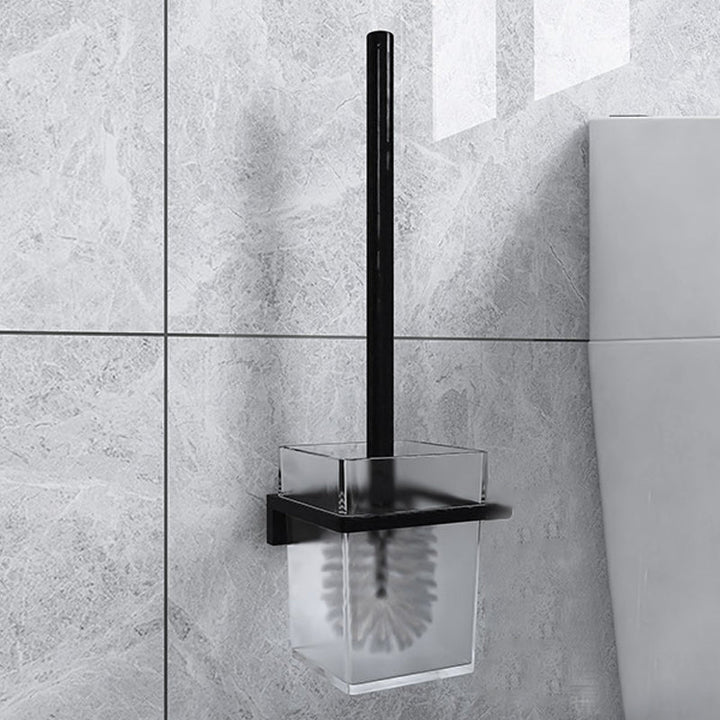BowLift | Black 6-piece Bathroom Accessory Set Modern Shower Curtain Rod / Bathrobe Hooks and Towel Bar