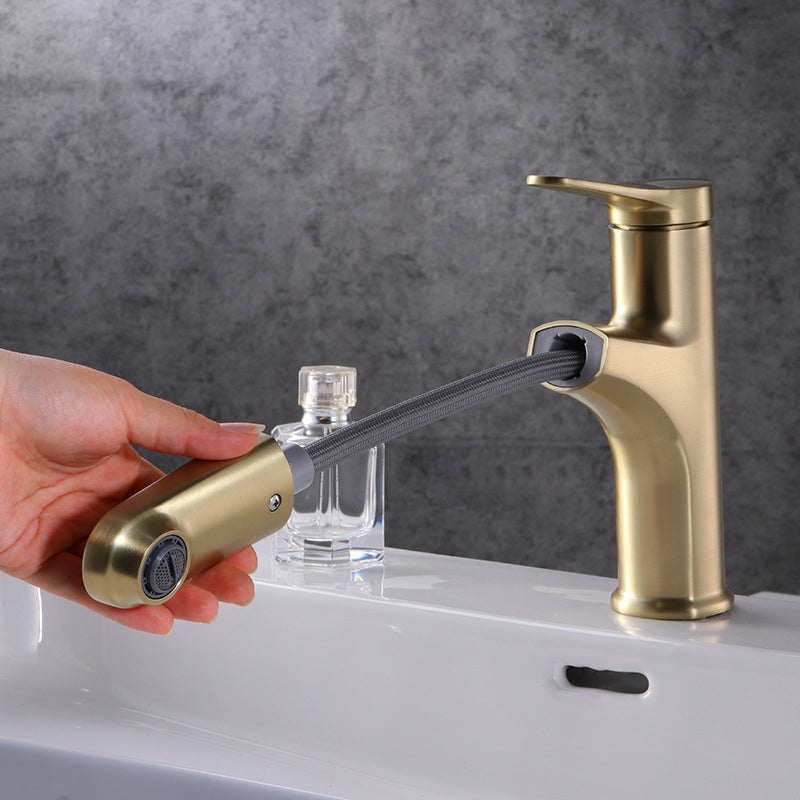 BowLift | Contemporary Basin Faucet Copper Pure Color Single Lever Retractable Basin Faucet