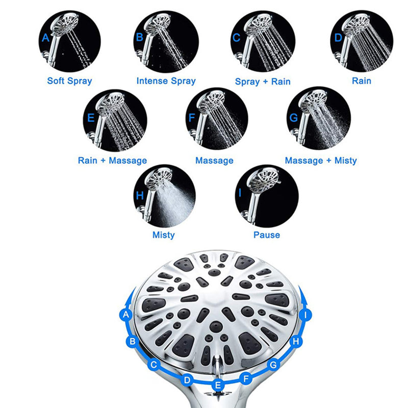 BowLift | Modern shower head for bathroom 9-nozzle round wall-mounted shower head