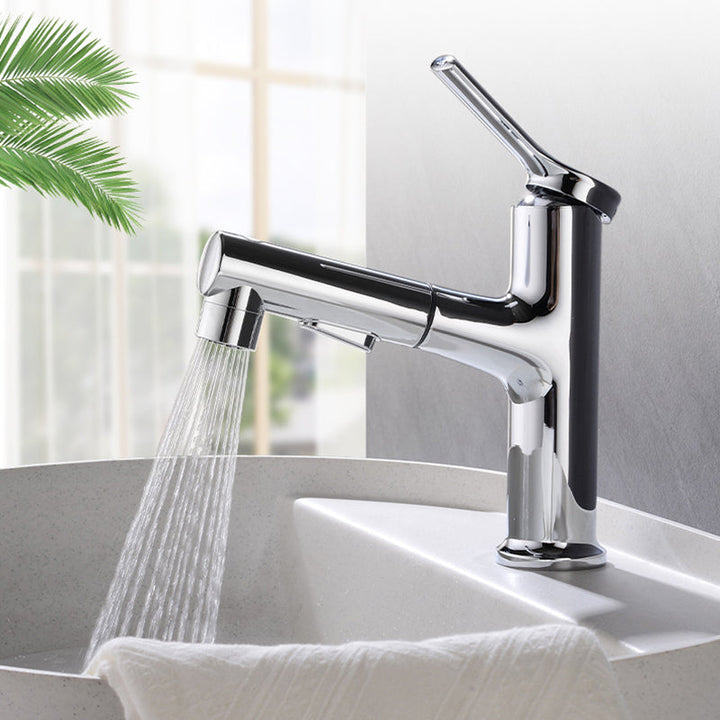BowLift | Round contemporary bathroom faucet with lever handle and single hole installation