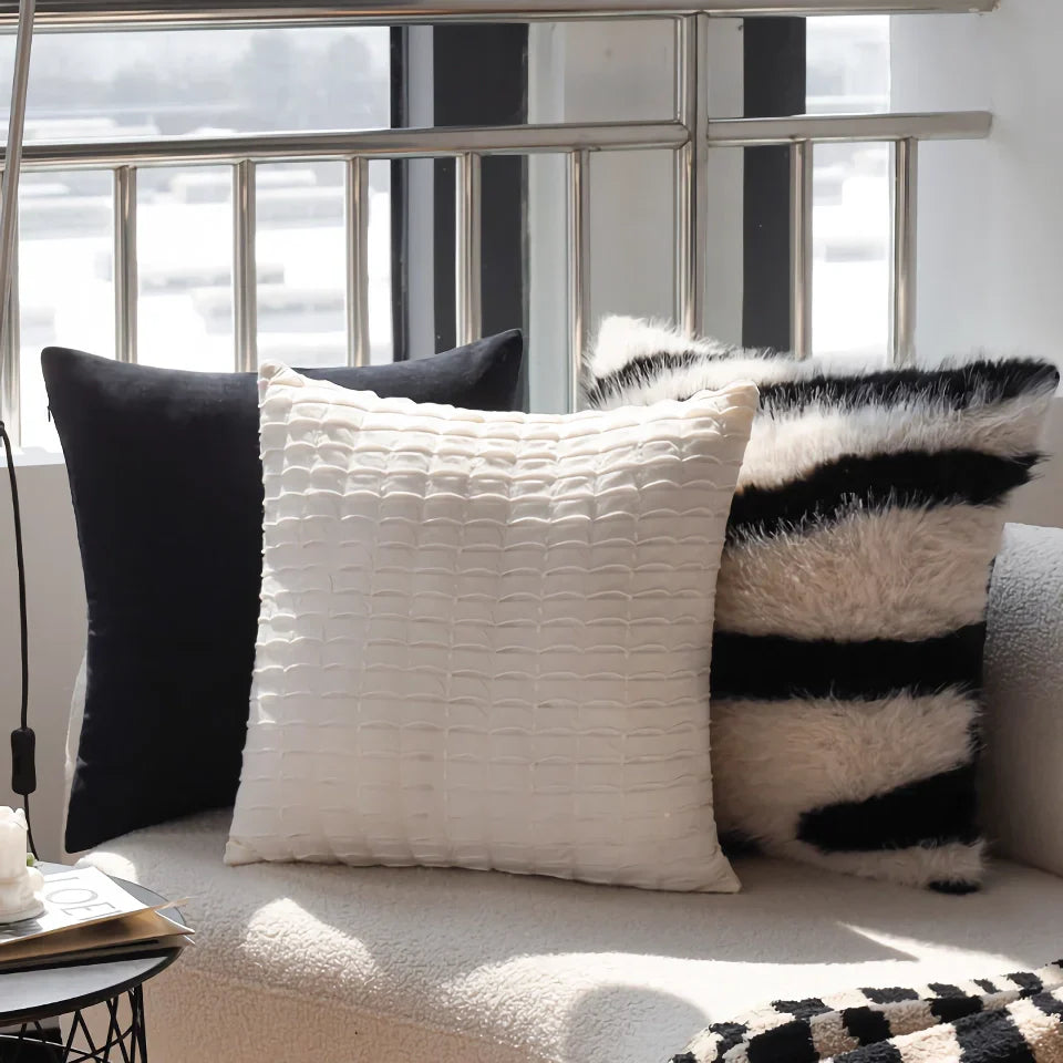 BowLift | Italian Minimalist Black and White Cushion Cover – Soft Luxury Pillowcase
