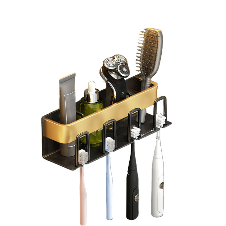 BowLift | Modernism Bathroom Accessories Hardware Set Black & Gold Bathroom Shelf/Towel Bar