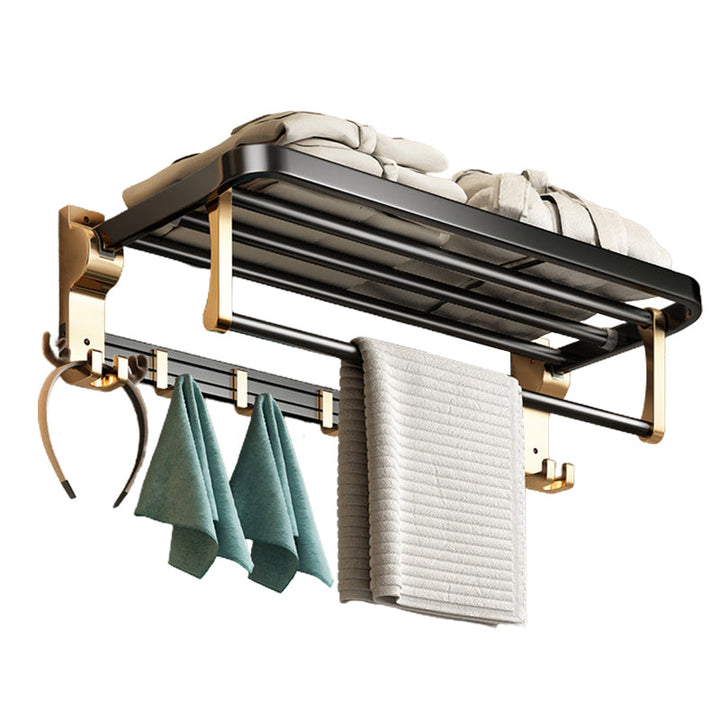 BowLift | Modernism Bathroom Accessories Hardware Set Black & Gold Bathroom Shelf/Towel Bar