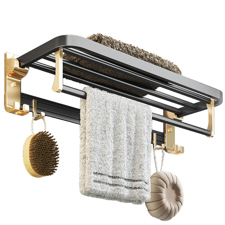 BowLift | Modernism Bathroom Accessories Hardware Set Black & Gold Bathroom Shelf/Towel Bar