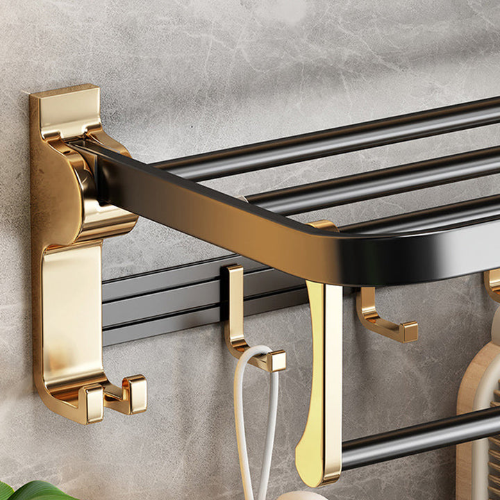 BowLift | Modernism Bathroom Accessories Hardware Set Black & Gold Bathroom Shelf/Towel Bar