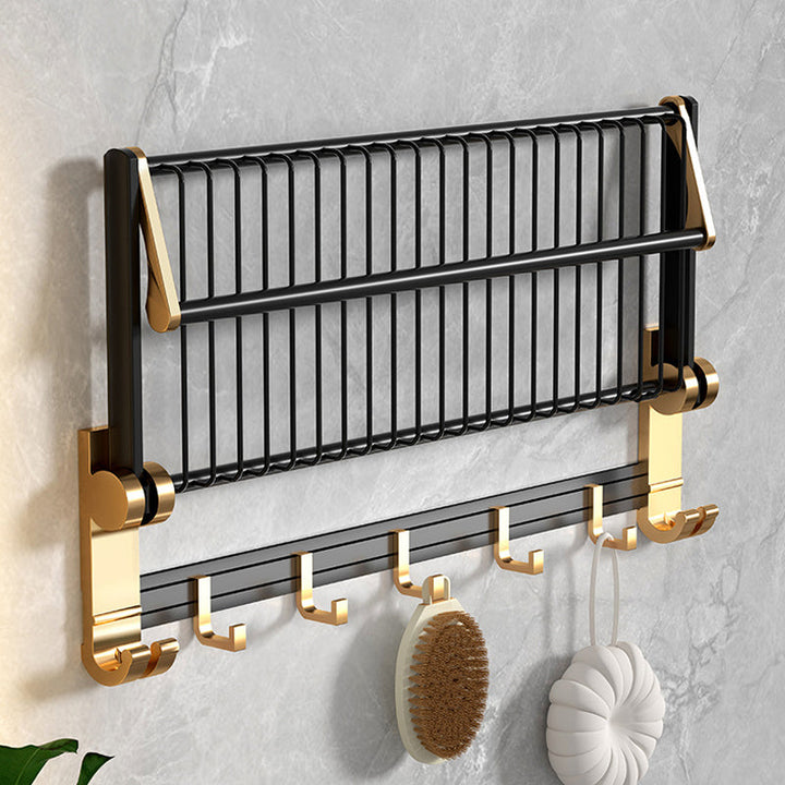 BowLift | Modernism Bathroom Accessories Hardware Set Black & Gold Bathroom Shelf/Towel Bar