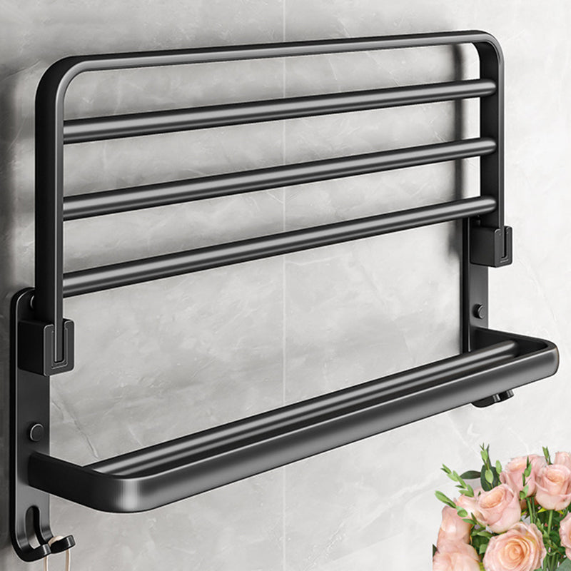 BowLift | Black Aluminum Bathroom Accessory Set Modern Bathroom Shelf / Towel Bar & Paper Holder