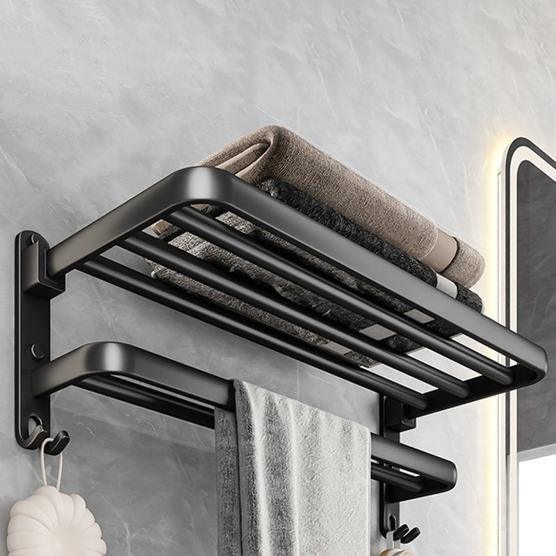 BowLift | Black Aluminum Bathroom Accessory Set Modern Bathroom Shelf / Towel Bar & Paper Holder