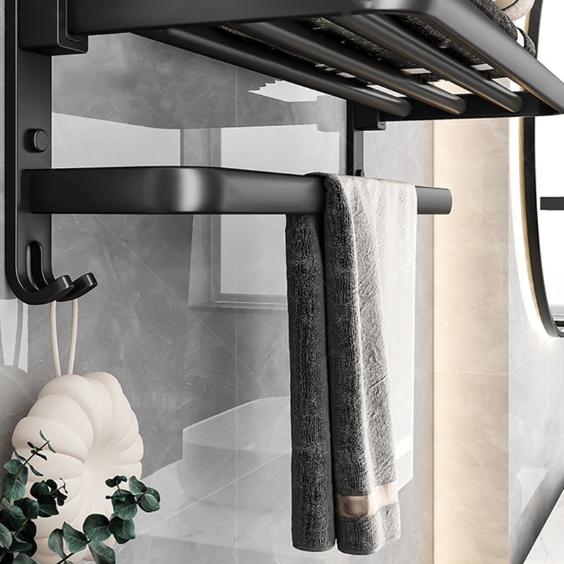 BowLift | Black Aluminum Bathroom Accessory Set Modern Bathroom Shelf / Towel Bar & Paper Holder