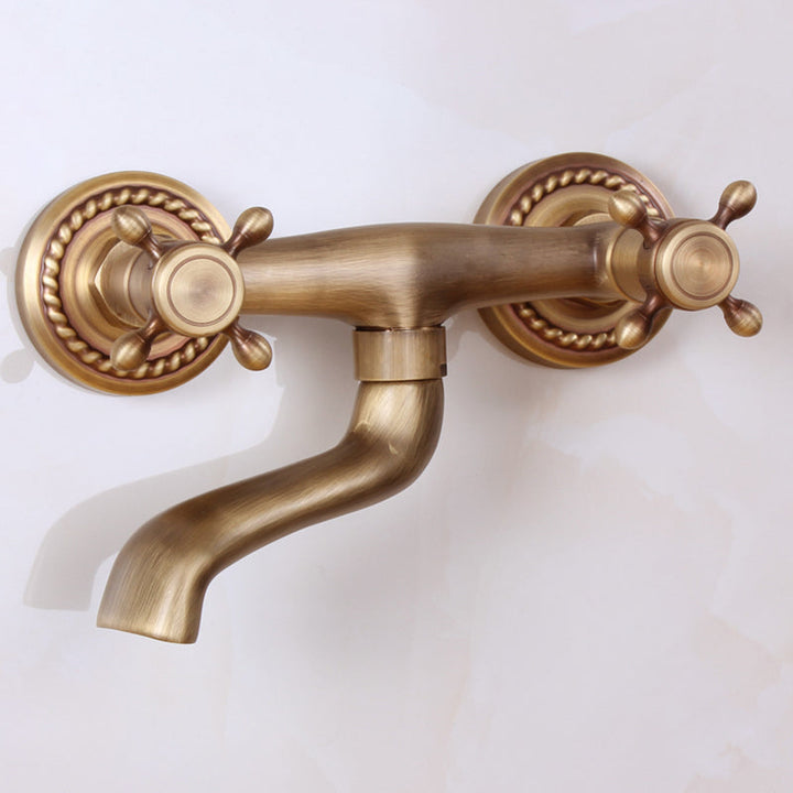 BowLift | Traditional Wall-Mounted Metal Bathtub Filler Double Handles Waterfall Bathtub Faucet Trim